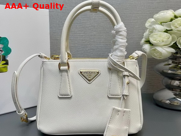 Prada Galleria Saffiano Leather Mini Bag in White 1BA906 Replica