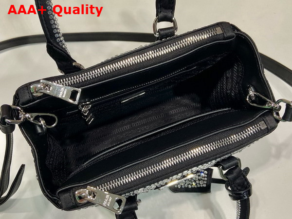 Prada Galleria Satin Mini Bag with Crystals Metal Color 1BA906 Replica