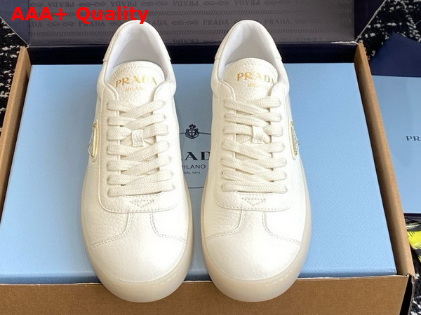 Prada Lane Leather Sneakers in Ivory 2EE394 Replica