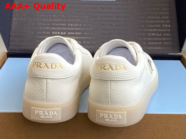 Prada Lane Leather Sneakers in Ivory 2EE394 Replica