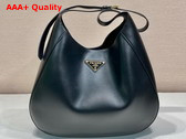 Prada Large Leather Shoulder Bag with Topstitching Black 1BC181 Replica