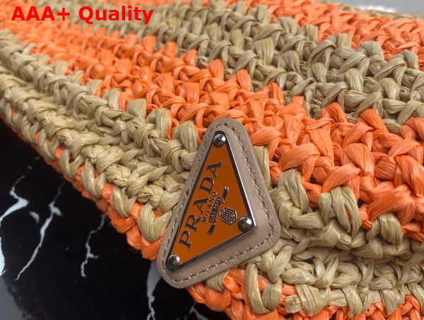 Prada Large Raffia Tote Bag Tan and Orange 1BG392 Replica