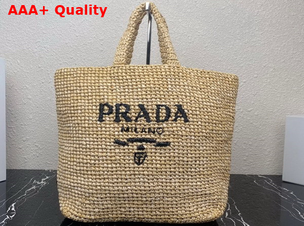 Prada Large Raffia Tote Bag in Tan 1BG392 Replica
