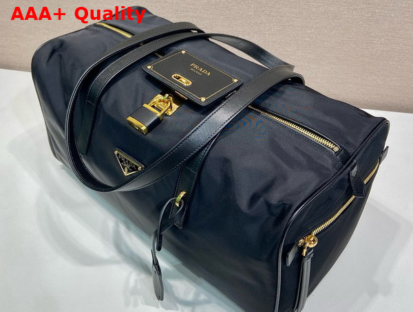 Prada Large Re Nylon Top Handle Bag with Lock in Black 1BB135 Replica