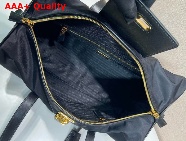 Prada Large Re Nylon Top Handle Bag with Lock in Black 1BB135 Replica