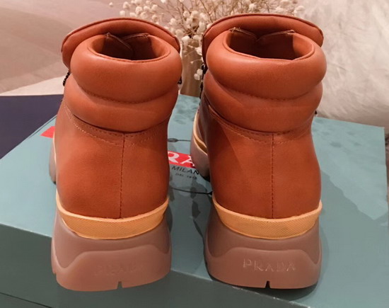 Prada Leather High Top Sneaker in Orange