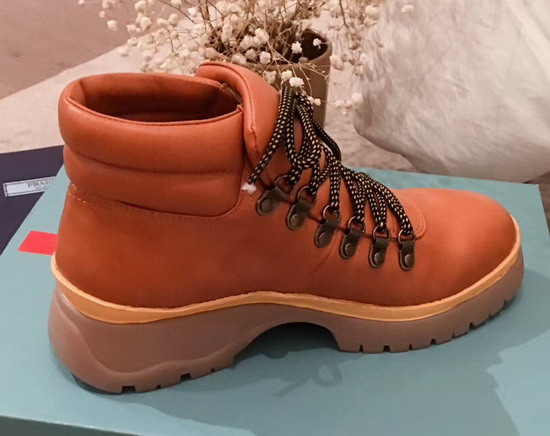 Prada Leather High Top Sneaker in Orange