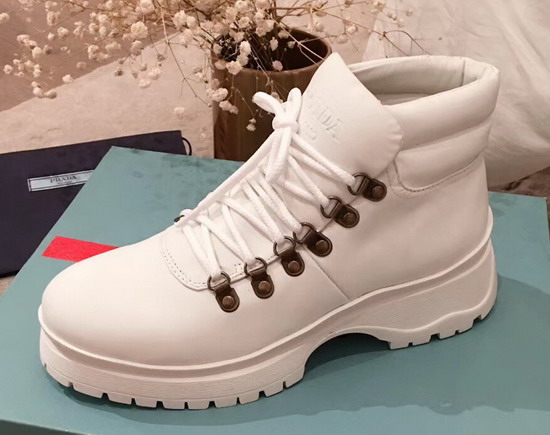 Prada Leather High Top Sneaker in White