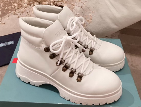 Prada Leather High Top Sneaker in White