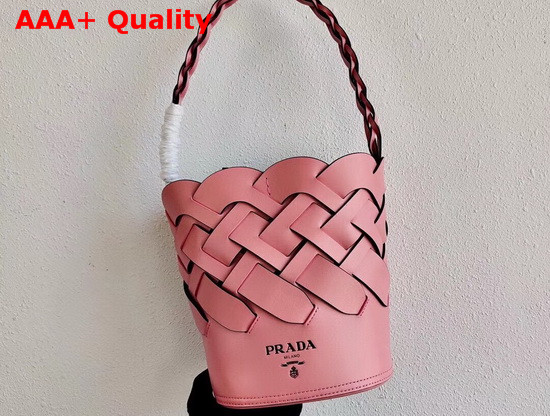 Prada Leather Prada Tress Bucket Bag Patel Pink Black Replica