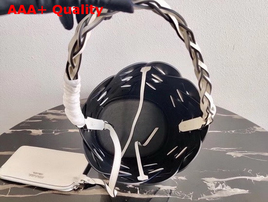 Prada Leather Prada Tress Bucket Bag White Black Replica