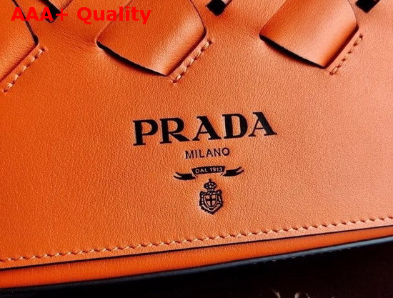 Prada Leather Prada Tress Shoulder Bag Papaya Black Replica