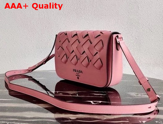 Prada Leather Prada Tress Shoulder Bag Petal Pink Black Replica