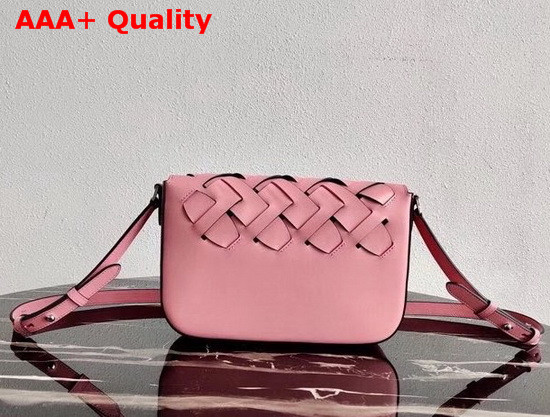 Prada Leather Prada Tress Shoulder Bag Petal Pink Black Replica