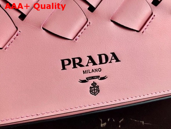 Prada Leather Prada Tress Shoulder Bag Petal Pink Black Replica