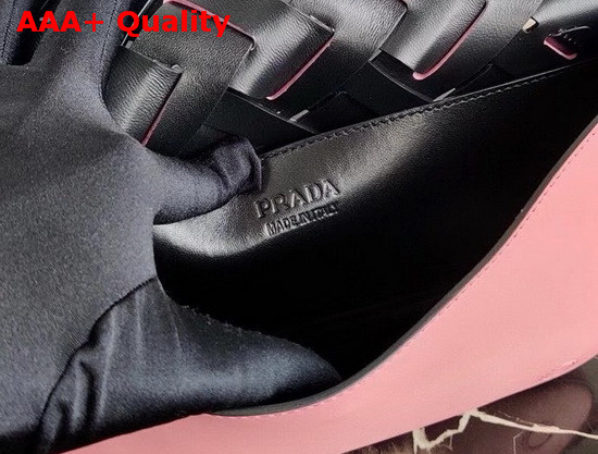 Prada Leather Prada Tress Shoulder Bag Petal Pink Black Replica
