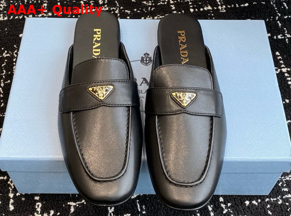 Prada Leather Slippers in Black 1D766N Replica