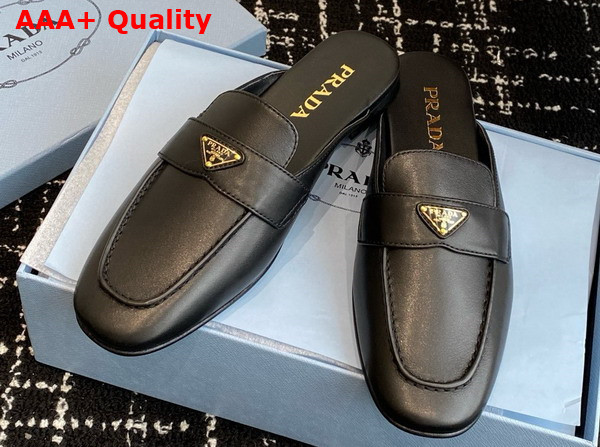 Prada Leather Slippers in Black 1D766N Replica