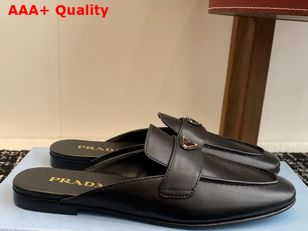Prada Leather Slippers in Black 1D766N Replica