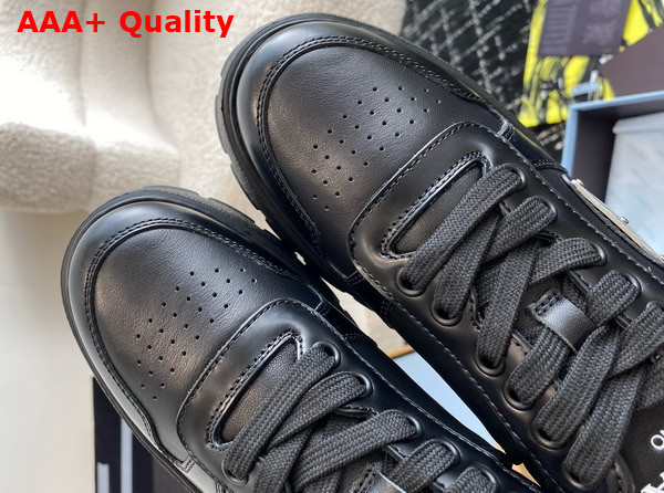 Prada Leather Sneakers in Black with Platform Soles 1E947M Replica