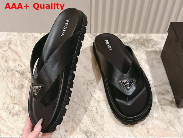 Prada Leather Thong Sandals in Black 2Y3130 Replica