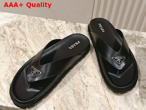 Prada Leather Thong Sandals in Black 2Y3130 Replica
