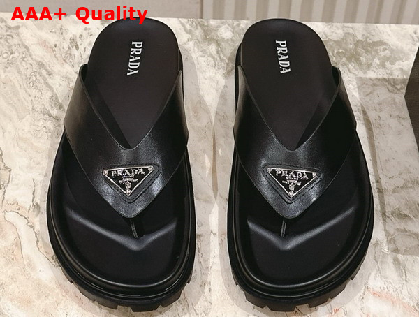 Prada Leather Thong Sandals in Black 2Y3130 Replica