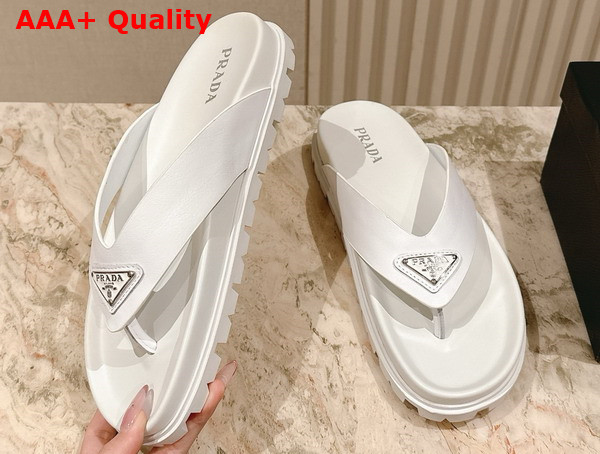 Prada Leather Thong Sandals in White 2Y3130 Replica