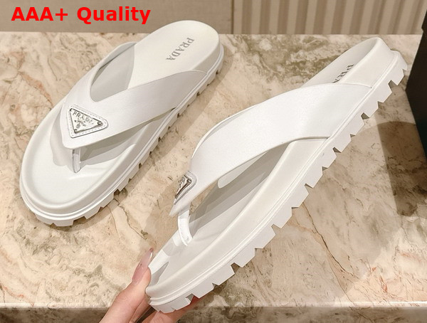 Prada Leather Thong Sandals in White 2Y3130 Replica