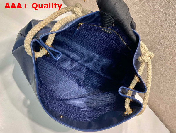 Prada Mariner Large Re Nylon Shoulder Bag in Baltic Blue 1BC244 Replica