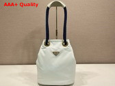 Prada Mariner Re Nylon Small Bucket Bag White and Baltic Blue 1BE082 Replica