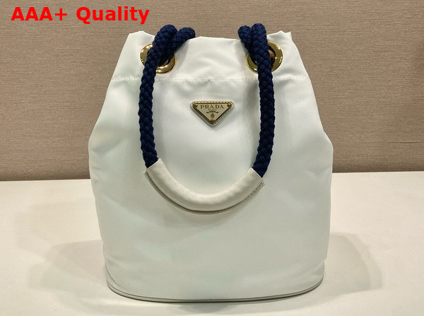 Prada Mariner Re Nylon Small Bucket Bag White and Baltic Blue 1BE082 Replica