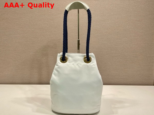 Prada Mariner Re Nylon Small Bucket Bag White and Baltic Blue 1BE082 Replica
