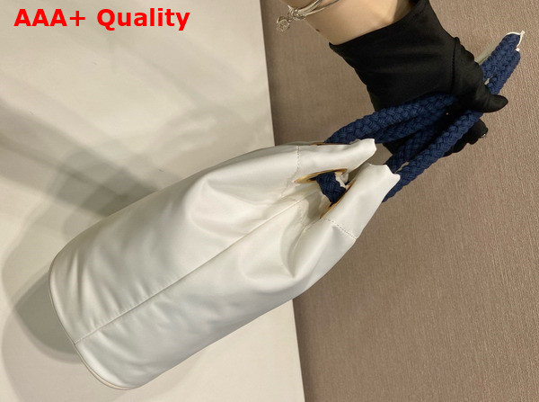 Prada Mariner Re Nylon Small Bucket Bag White and Baltic Blue 1BE082 Replica