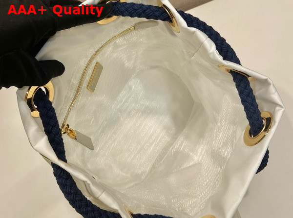 Prada Mariner Re Nylon Small Bucket Bag White and Baltic Blue 1BE082 Replica