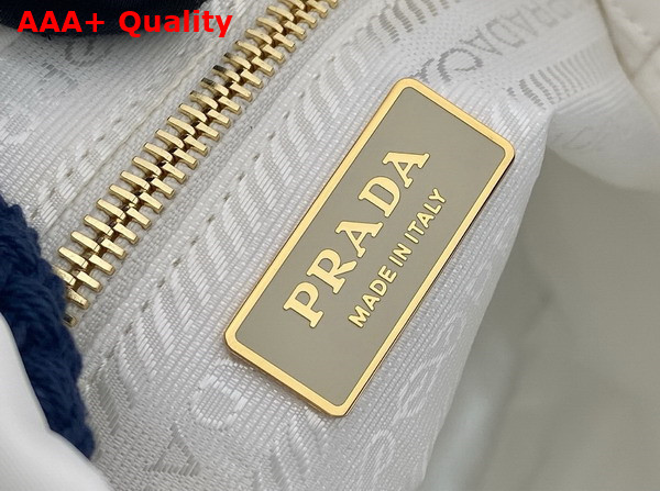 Prada Mariner Re Nylon Small Bucket Bag White and Baltic Blue 1BE082 Replica