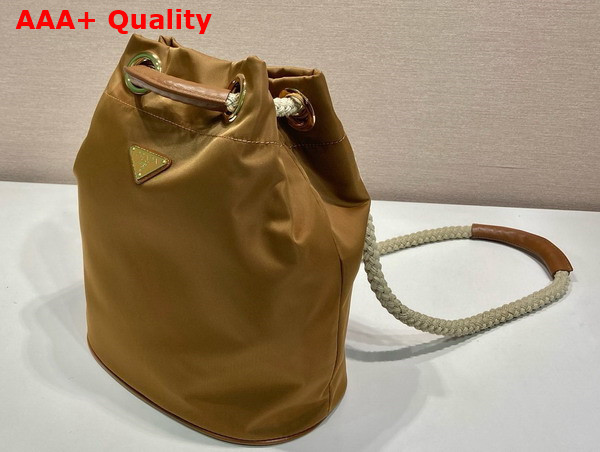 Prada Mariner Re Nylon Small Bucket Bag in Camel Brown 1BE082 Replica