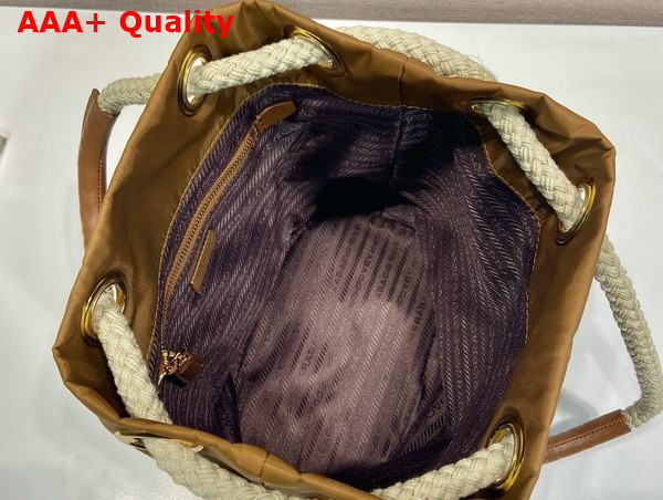 Prada Mariner Re Nylon Small Bucket Bag in Camel Brown 1BE082 Replica