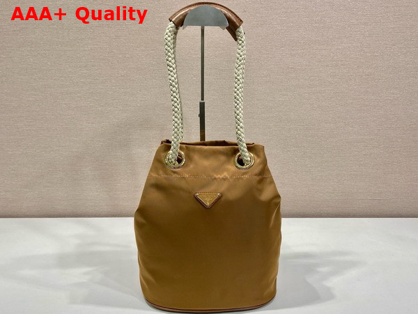 Prada Mariner Re Nylon Small Bucket Bag in Camel Brown 1BE082 Replica