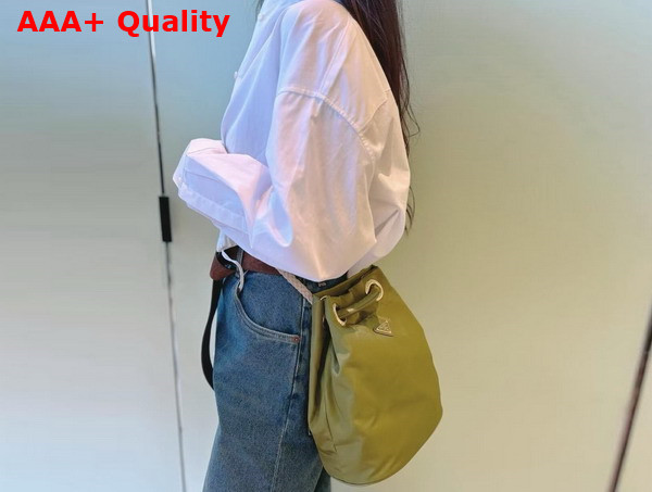 Prada Mariner Re Nylon Small Bucket Bag in Ivy Green 1BE082 Replica