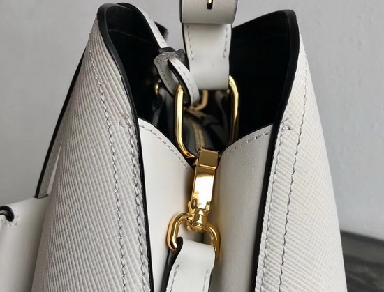 Prada Matinee Handbag in White Saffiano Leather
