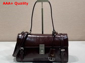 Prada Medium Leather Handbag in Dark Brown 1BN026 Replica