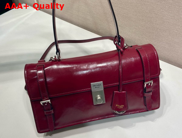 Prada Medium Leather Handbag in Dark Red 1BN026 Replica