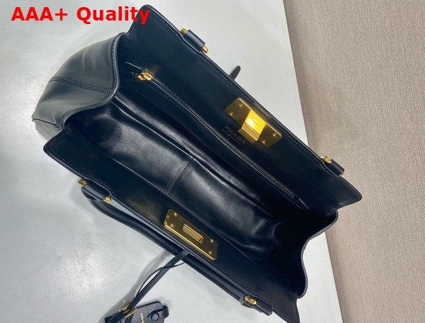 Prada Medium Leather Tote Bag in Black 1BG569 Replica