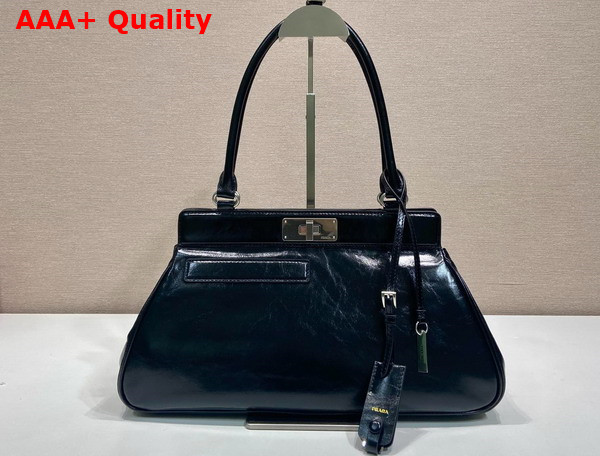 Prada Medium Leather Tote Bag in Black Vintage Calfskin 1BG569 Replica