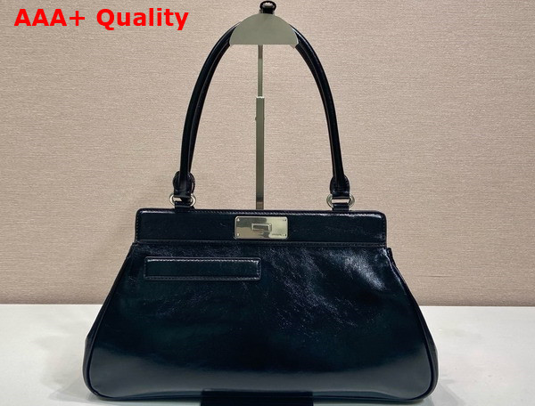 Prada Medium Leather Tote Bag in Black Vintage Calfskin 1BG569 Replica