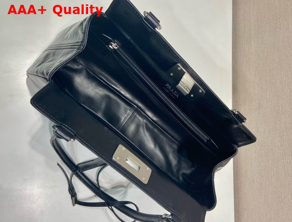 Prada Medium Leather Tote Bag in Black Vintage Calfskin 1BG569 Replica
