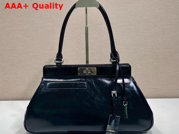 Prada Medium Leather Tote Bag in Black Vintage Calfskin 1BG569 Replica