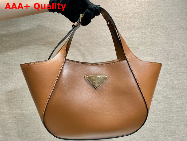 Prada Medium Leather Tote Bag in Caramel 1BG483 Replica