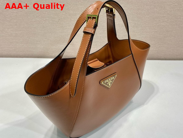 Prada Medium Leather Tote Bag in Caramel 1BG483 Replica